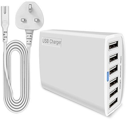 USB Desktop Charger, 60W 12A 6-Port USB Charging Station Multi Ports Desktop Charger Hubs Compatible with Smartphone/Tablets and More