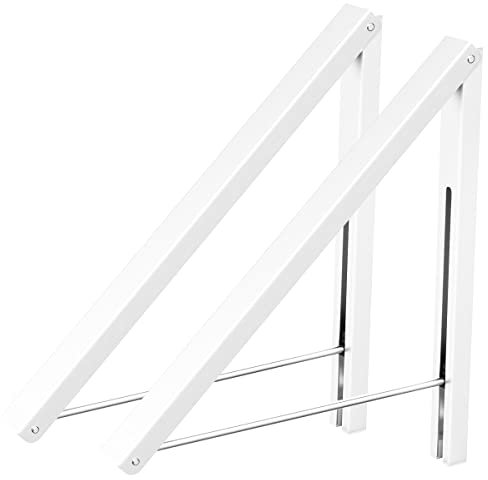 Anjuer Wäscheständer, Wandmontage, Kleiderbügel, zusammenklappbar, Aluminium, platzsparend, Weiß