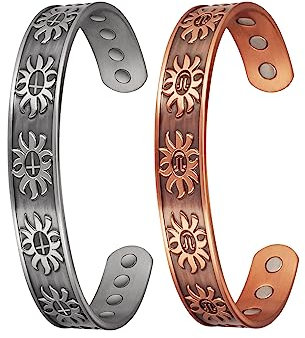 EnerCoppeX Magnetisches Kupferarmband gegen Arthritis - Mit 8 starken Magneten (3500 Gauss), verstellbarer Größe und hochwertigem Schmuck für Schmerzlinderung (A+B)