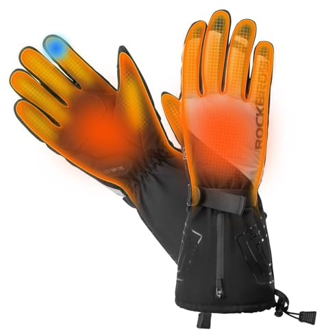 ROCKBROS Guanti da Ciclismo Riscaldati, Guanti Invernali, Guanti Termici, Adatto per Sci Ciclismo Moto, con Touchscreen, per Donna Uomo, M-XL