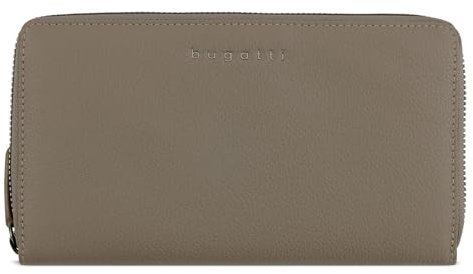 bugatti Mira Lange Damenbörse mit RV aus echtem Leder, Geldbörse mit RFID-Schutz, Taupe