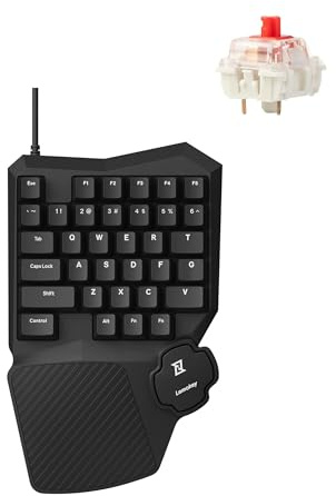 LEMOKEY X0 One Handed Gaming Keyboard, 35 Keys North-Facing Red Backlit Wired QMK Keypad, Silicone Palm Rest, Shine-Through Double-Shot Keycaps with Linear Red Mechanical Switch for Windows/Linux