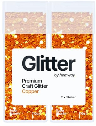 Hemway Craft Glitter Shaker Copper 110g x2 Pack Super Chunky | for Resin & Epoxy Crafts, Christmas Art Supplies, Nail, Body, Face, Eye, Festival, Crafting, Slime, Sparkle