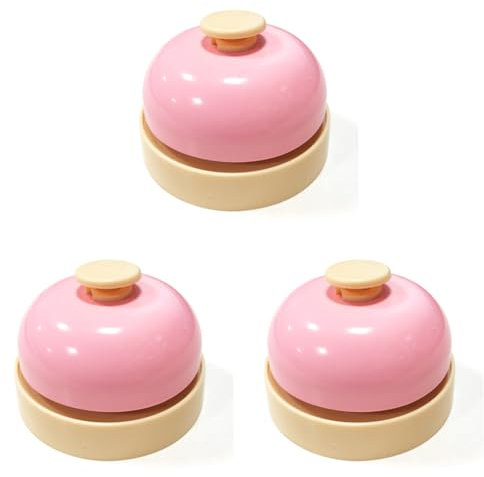Lot de 3 Service de Bell, Sonnettes D'appel, Cloche de Salle à Manger de Service, Sonnette de Comptoir, Sonnette de Réception, Cloches de Table pour Hôtel Restaurant Kitchen Mariage Bureau (Rose)