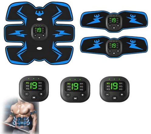 ABS Trainer Muskelstimulator, USB wiederaufladbarer EMS-Muskelstimulator mit 6 Modi und 19 Intensitätsstufen, ABS Stimulator Muskeltoner Tragbarer Bauchstraffer für Bauch Arm Bein Fitnesstraining