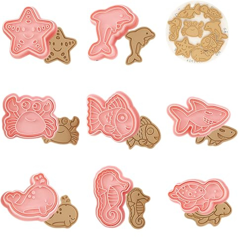 Honicemar Moldes Para Galletas 8 Piezas Moldes Galletas Animales, 3D Cortadores Galletas Plástico, Para Cookie Dulces Decoración de Pasteles