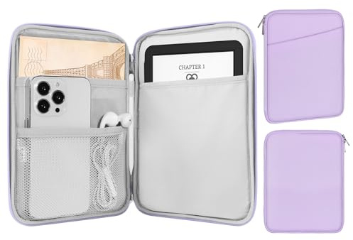 MoKo 6-7 eReader Sleeve Bag for iPad Mini 7 (A17 Pro)/6/5/4/3/2, 7 ereader Colorsoft Signature Edition, 6 ereader 11th/10th/8th Gen, 6.8 ereader Paperwhite 11th/10th Gen 2021/2018, Lilac