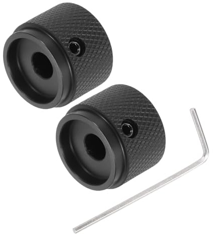 QUARKZMAN 2Pcs Boutons de Guitare en Métal, Boutons de Contrôle de Volume et de Tonalité en Forme de Dôme 6 x 20 x 15,5 mm avec Clé pour Guitare Électrique Basse, Noir Mat