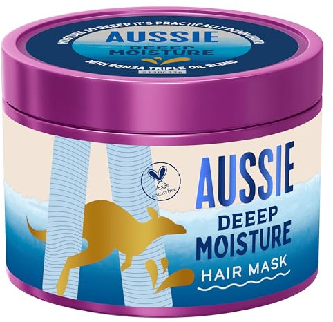Aussie Deeep Moisture Hair Mask 500ml, Rehydrates, Nourishes and Deeply Conditions Dry, Thirsty, Brittle Hair, Infused with Jojoba, Avocado and Australian Macadamia Nut Oils, Vegan and Cruelty-Free