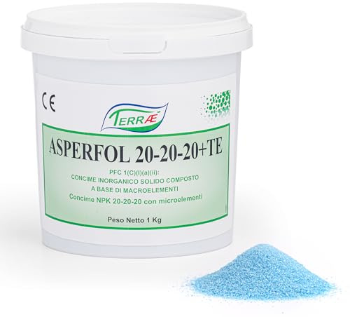TERRAÉ Concime NPK 20 20 20 Idrosolubile 1 Kg | Fertilizzante Piante Universale con Azoto, Fosforo e Potassio | Concime Orchidee 20 20 20, per Siepi, Piante da Frutto, Orto e Agrumi | Azotato Naturale