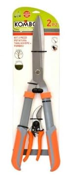 KOMBO Garden - Kit 2 Pezzi Potatura – Forbici da Siepi 53 cm + Forbici da Potatura 20 cm – Lame in Acciaio al Carbonio, Impugnatura Antiscivolo – Per Siepi, Rami, Fiori e Arbusti