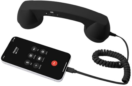 NiuLumea Auricular retro con cable para teléfono móvil con conector USB para teléfonos inteligentes y portátiles, diseño ergonómico, audio reductor de ruido, construcción de plástico, 22,7 x 6 cm