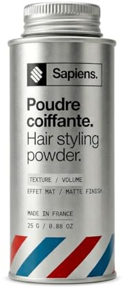 Sapiens Polvere Volumizzante Capelli Uomo 25g - Cera in Polvere Capelli Volume e Texture Istantanei - Finish Matte - Formula Naturale - Made in France - Sviluppata con Barbieri