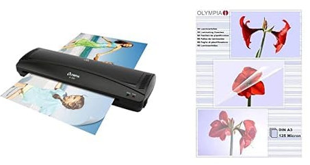 Olympia A 330 Laminiergerät für A3, Schwarz & Olympia 9175 Laminierfolien, 125 Micron, DIN A3, 50 Stück