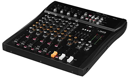 IMG STAGELINE MXR-60, 6-Kanal Audio-Mischpult mit integriertem MP3-Player und Bluetooth-Empfänger, Audio-Console mit 4 Mono-Eingangskanälen mit Gainregler, Mix-Pult in Schwarz