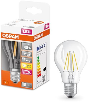 OSRAM Lamps LED Superstar Classic A, Sockel: E27, Dimmbar, Warmweiß, Ersetzt eine herkömmliche 40 Watt Lampe, Filament, 6er-Pack