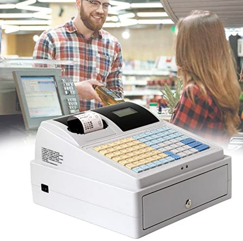 DOZPAL Elektrische Registrierkasse mit 81 Tasten und Schublade, Registrierkasse für Kassensysteme mit 8 digitalen LEDs für kleine Unternehmen, Supermärkte und Restaurants