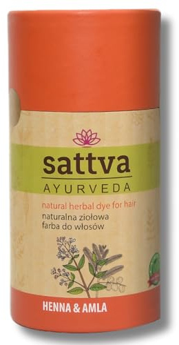 Sattva Ayurveda Natürliche Haarfarbe - Henna Haarfarbe für Allergiker - Bio Pflanzenhaarfarbe für Naturhaarfarbe, Volumen und Glanz - Doppelte Portion- ECOCERT (Henna Amla, 150)