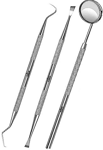 KINZIO Igiene Dentale Kit Specchio dentale per Placca e Tartaro Rimozione Sbiancamento Denti kit con specchietto dentista Pulizia Denti Tartaro Ablatore Kit per Cura Orale 3p Set