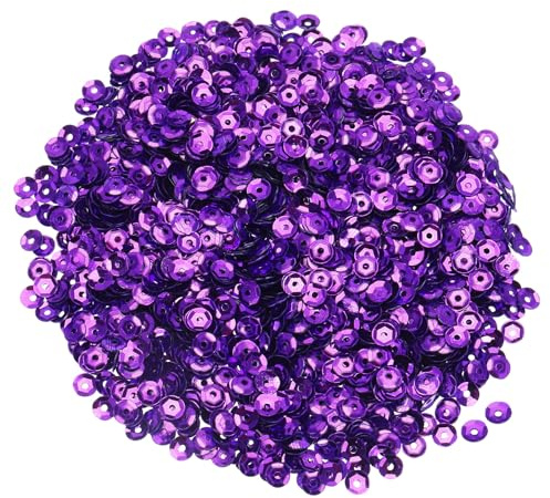 QUARKZMAN Paillettes Sfuse 4mm Paillettes Argentate con Retro 3000pz Paillettes a Coppa Paillettes per Ricamo Creazione Gioielli Artigianato Cucito, Viola Scuro