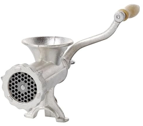 Premium Hand-Operated Cast Iron Meat Mincer in Gift Box, Meat Grinder & Sausage Maker - No. 5/No. 8 Manual Rotary Mincer with Steel Blades for Burgers & Sausages (Made No. 8)