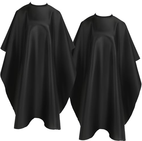 FEBSNOW 2Pcs Barber Cape for Adults,Professional Hair Cutting Cape with Closure Snap Waterproof Salon Capes