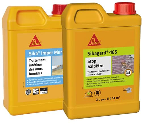 SIKA - Résine pour traitement intérieur des murs humides - Anti-moisissure - Anti-humidité -2L + Traitement bactéricide contre le salpêtre - Intérieur et extérieur - Prêt à l'emploi - 2L pour 8 à 14m²