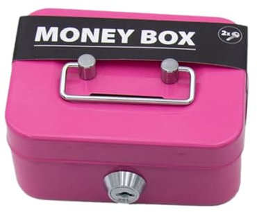 Pomurom Caja Caudales con Llave, Caja de Seguridad de Acero para Dinero, Billetes y Moneda, Hucha con Cerradura, Pequeña Caja Fuerte, Caja Fuerte Portátil para Niños y Adultos,11,5 x 8,5 x 5,8 cm