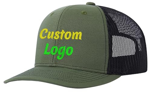 Gorra de camionero Richardson 112 bordada personalizada con tu logotipo de texto personalizado tu propia gorra de malla de camionero, Verde Ejército/Negro, S-4XL
