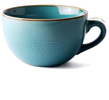 WOQIJENCV Large Capacity Ceramic Coffee Mug, 24 oz/700ml Soup Mug, Salad Bowl, Breakfast Mug with Handle Extra Large Cappuccino, Tea, Latte or Hot Cocoa Mug for Office and Home Use (Blue)