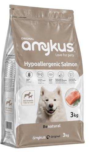 Amykus Hypoallergenic Grain Free Salmon 3 kg | Pienso para Perros Adultos Hipoalergénico sin Cereales | De Salmón | para Perros con Alergias o Intolerancias Alimentarias