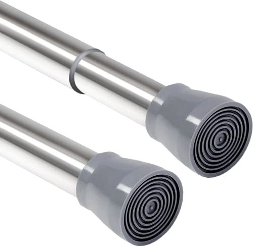 1 barra de ducha de acero inoxidable sin taladrar, barra telescópica ajustable para armario, baño, balcón, cortina de ducha (62-85 cm, plata clara)