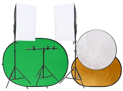 ZEYUAN Fotostudio-Set mit Leuchten, Hintergrund und Reflektor, Fotografie Zubehör, Kamera Zubehör, Hintergrundsystem Fotografie, YouTube Equipment,