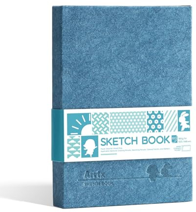 Arrtx Cuaderno de bocetos, A6, 60 hojas/120 páginas, 180 g/m²/90 libras, cuaderno de bocetos de tapa dura para artistas, papel de dibujo duradero sin ácidos para tinta, bolígrafo, grafito y lápiz de