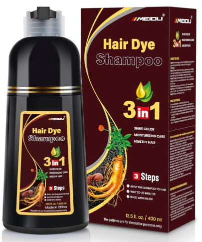 Dark Brown Hair Dye Shampoo 3 in 1 for Grey Coverage for Women and Men | Herbal Hair Color Shampoo for Grey Coverage, Instant Color Shampoo, 400ml
