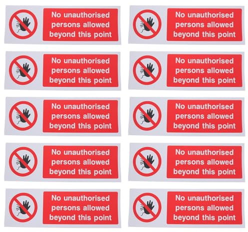 Veemoon Pegatinas de Señal de No Entrada 10 Unidades, 100x300 Mm, Etiquetas de Advertencia de Seguridad para Interiores y Exteriores, Señal de Prohibición para Áreas Restringidas,