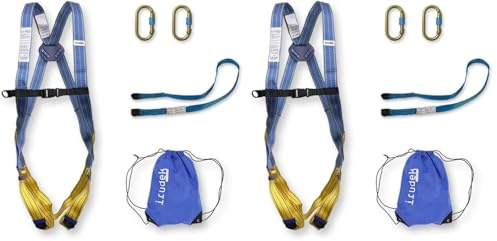 Irudek KIT HIMALAYA ECO – Sistema de retención completo con arnés Light Plus 1, cinta de 1 m, 2 mosquetones Steelsafe 981 y bolsa LightBag, EN 361 / EN 362 / EN 354, 1300 g (Paquete de 2)