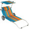 Nexos Trading Gartenliege Sonnenliege Liegestuhl Klappliege Räder und Sonnendach klappbare Liege aus Alu und Polyester Bespannung bunt Trolleyfunktion