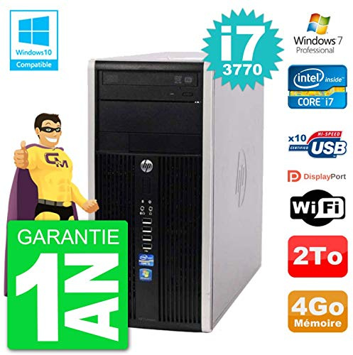 PC HP 6300 MT Intel Core i7-3770 RAM 4Go Disque Dur 2To Graveur DVD WiFi W7 (Reconditionné)