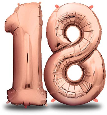 envami® Folienballon Zahl - Geburtstagsdeko Rosegold 100cm - Deko zum Geburtstag - Luftballon Zahlen Dekoration - Happy Birthday - Geburtstagsdeko Mädchen Rosegold - Fliegt mit Helium (Zahl 18)