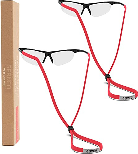 GERNEO® – Originale – affidabile fascia per occhiali sportivi in tessuto – impermeabile & tenuta stabile per occhiali sportivi, occhiali da sole e occhiali da lettura Rosso Tornado Taglia unica (2x)