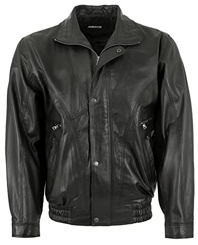 Maddox - Herren Echtleder Lederjacke Blouson Lammnappa schwarz Größe 56