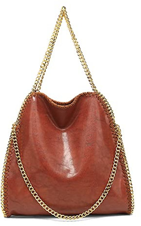 Aileese Womens Handbags Soft Leather Fashion Designer Top-Handle Casual Pocket Ladies Tote Portable Chain Large Shoulder Bags Brown