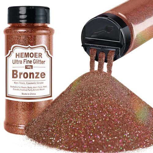 Brons ultrafin glitter, 140 g metalliskt kosmetiskt holografiskt glitter för hår ansikte kropp öga nagelkonst festival, epoxi, hartshantverk, behållare, hartssmycken, ljus, målningskonst