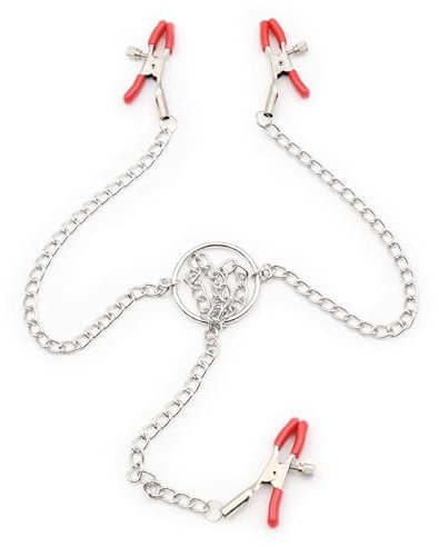 Pinzas para pezones para pecho y vagina con múltiples cadenas | Abrazaderas de metal ajustables para pezones y clítoris | Entretenimiento para mujeres | Clip sin perforación | Accesorio sumiso (Rojo)