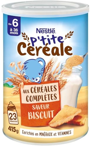 NESTLÉ BÉBÉ - P'TITE CÉRÉALE SAVEUR BISCUIT AUX CÉRÉALES COMPLÈTES DES 6 MOIS BOÎTE 415G