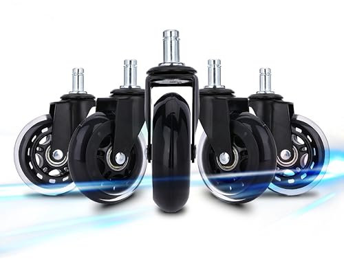 NK Ruedas para Sillas de Oficina 11 mm x 22 mm Negro - Ruedas para todos los suelos, Sillas Giratorias, No Marcas, Ruedas de Repuesto, Max 250kg