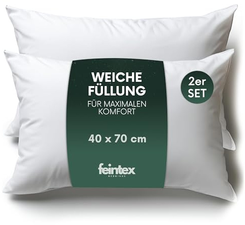 feintex Kopfkissen 2er Set (40x70 cm) - Hypoallergene, Waschbare Dekokissen, Sofakissen, Schlafkissen - Kissen für Bett und Sofa - Optimaler Schlafkomfort für zuhause