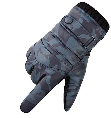OATIPHO Wasserdichte Winter Outdoor Handschuhe Dicke Plüsch Touchscreen Handschuhe Zum Wandern Camping Radfahren Angeln Dunkelblau