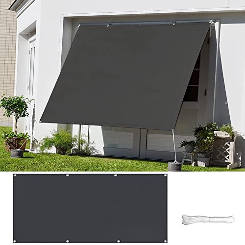 Outdoor Garden Patio Party Yard Prato Grigio Scuro Resistente all'acqua Protezione UV Ombra Baldacchino 4x6.5M con corde di montaggio 22440